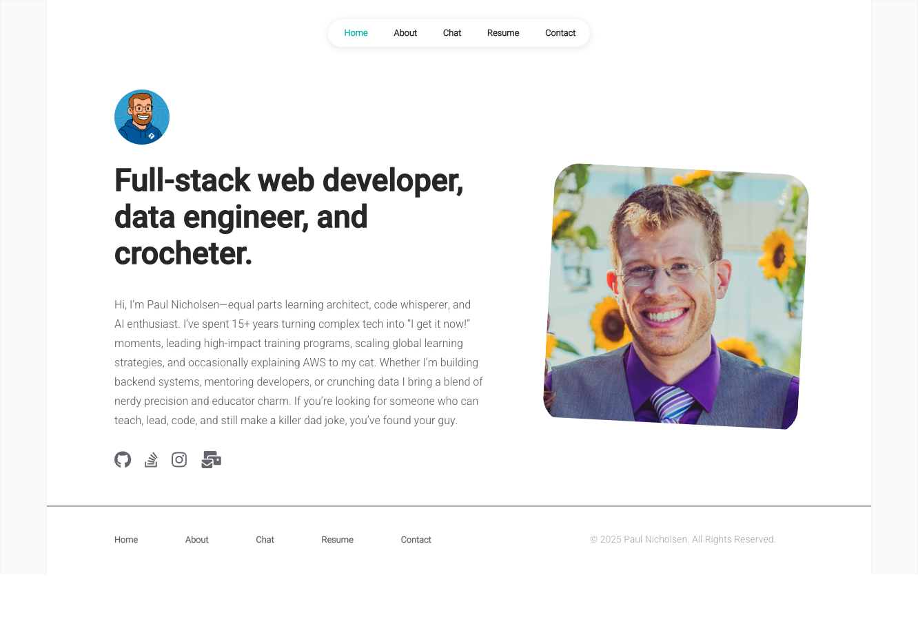 screenshot of paulnicholsen.com