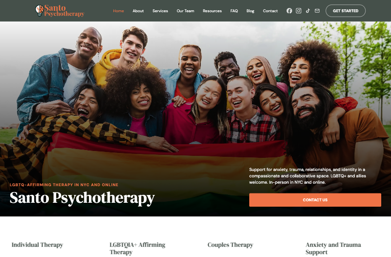 screenshot of santopsychotherapy.com