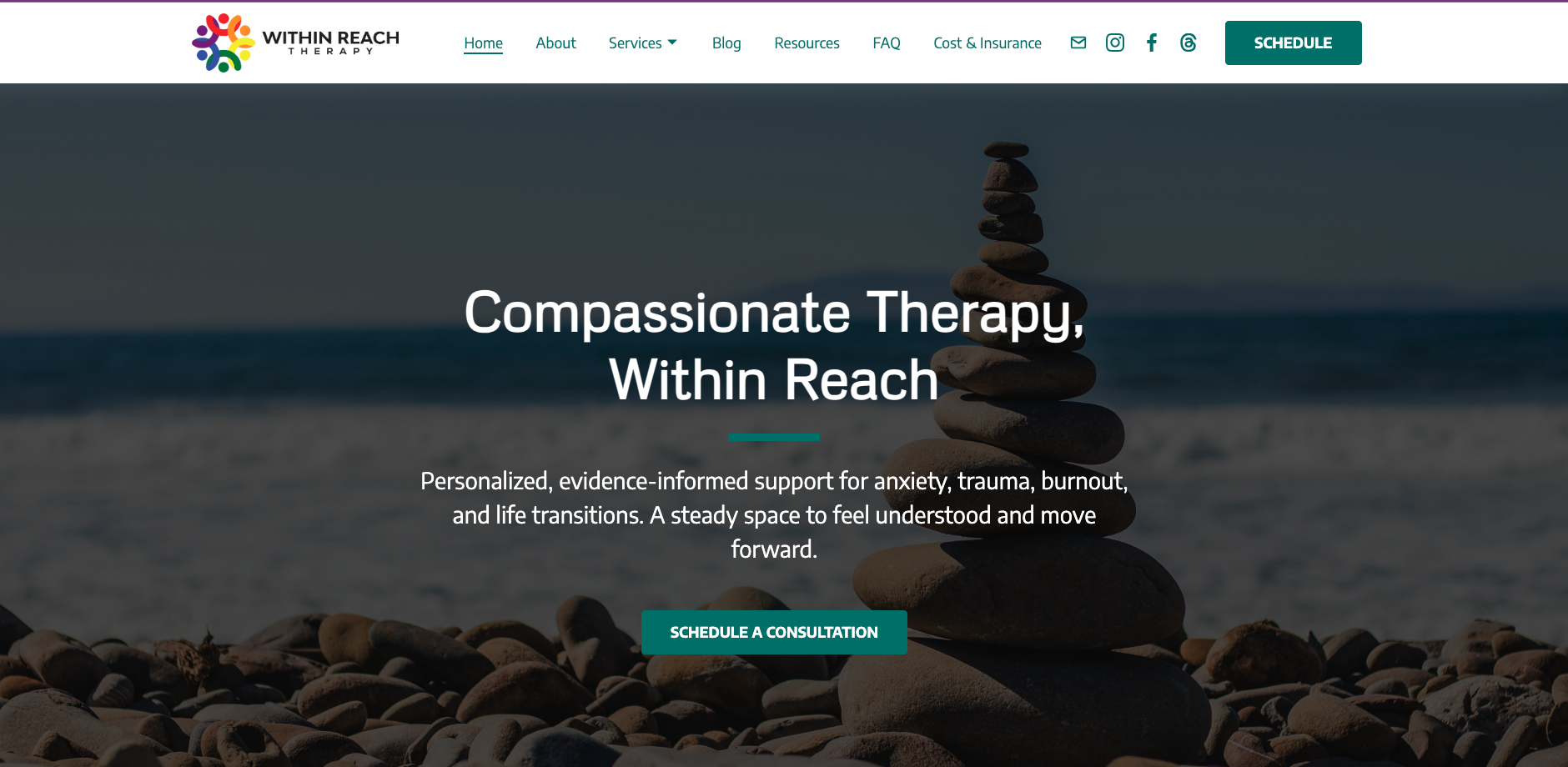 Case Study: How Blue Canary Web Design Transformed Within Reach Therapy